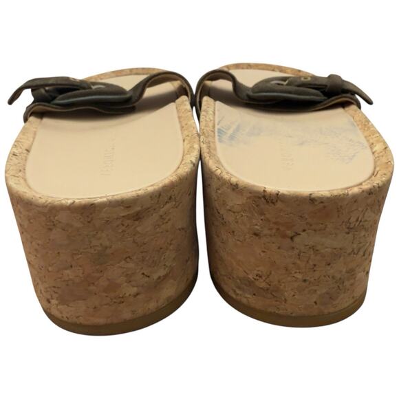 VERONICA BEARD Dixie Platform Slide Sandal In Olive/Brown Size 9 - Picture 9 of 10